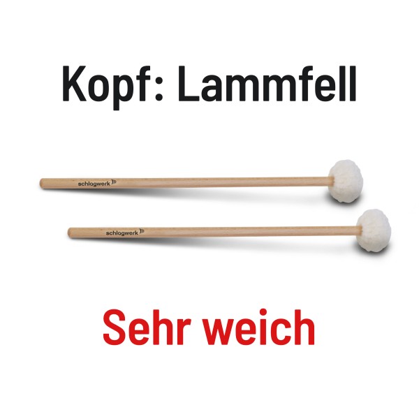 MA107 Pauken-Schlägel (Lammfell) - 2 Stück